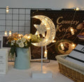 Rattan and PC LED star table lamp with battery operation for bedroom decoration