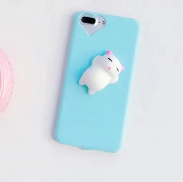 Silicone TPU iPhone case with 3D cartoon cat design in multiple colour options