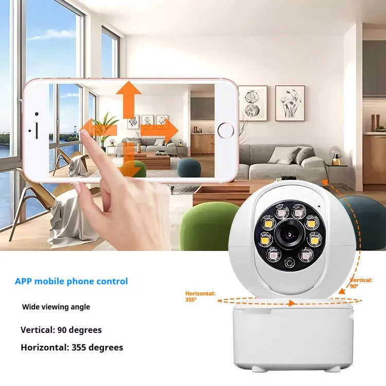 1080p HD WiFi Bluetooth home security camera with ceiling mount and dual-light panoramic monitoring
