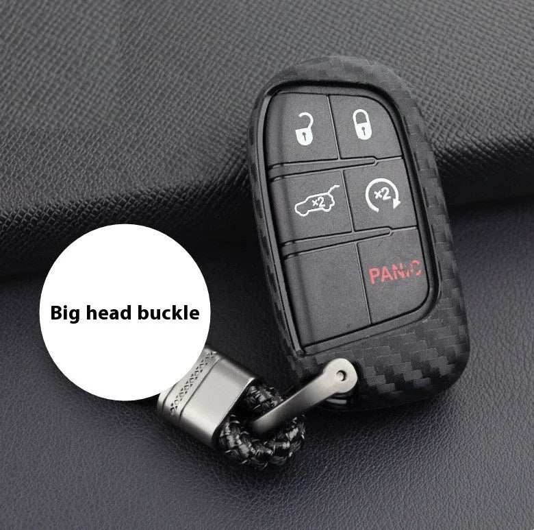 Carbon fibre pattern silicone key case for Dodge Chrysler Fiat remote keys
