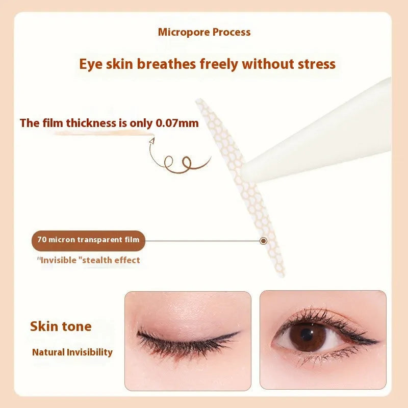 Roll of transparent lace-patterned double eyelid stickers for creating a natural eyelid crease.