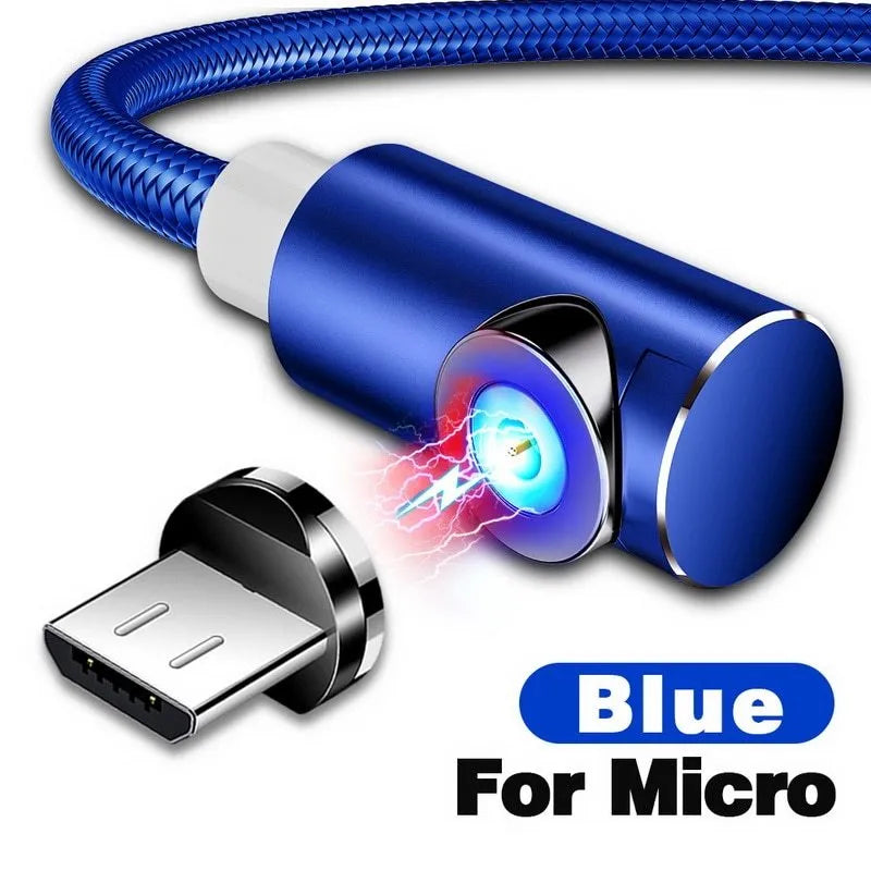 Magnetic charging cable with aluminium housing showing blind magnetic alignment and colour options