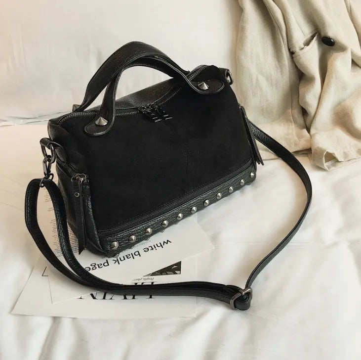Soft PU women's casual tote shoulder bag in black, brown, or grey with a zip closure.