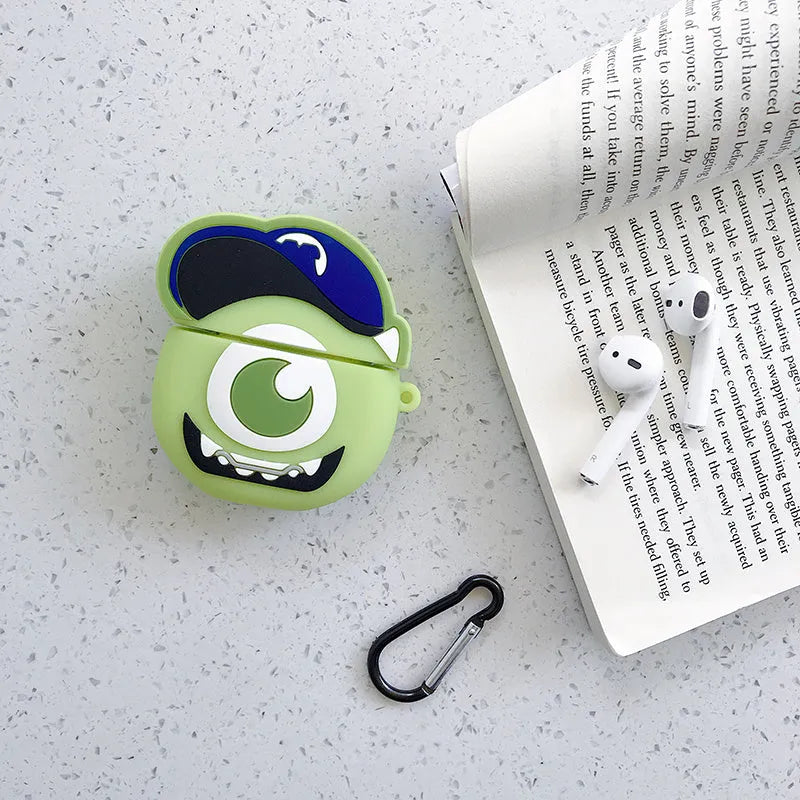 Silicone AirPods case cover with cartoon animal design in multiple colour options