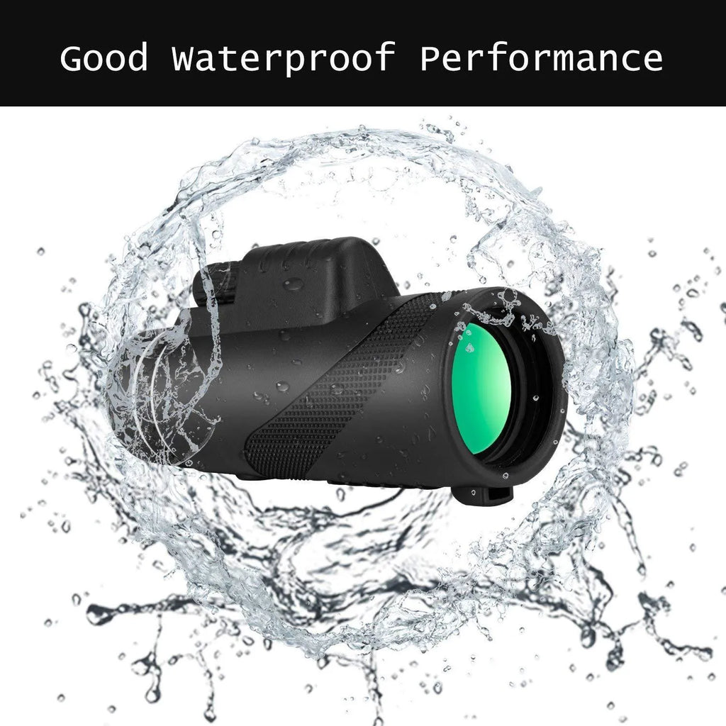 Black 40x60 smartphone monocular telescope with 60mm objective lens for outdoor viewing