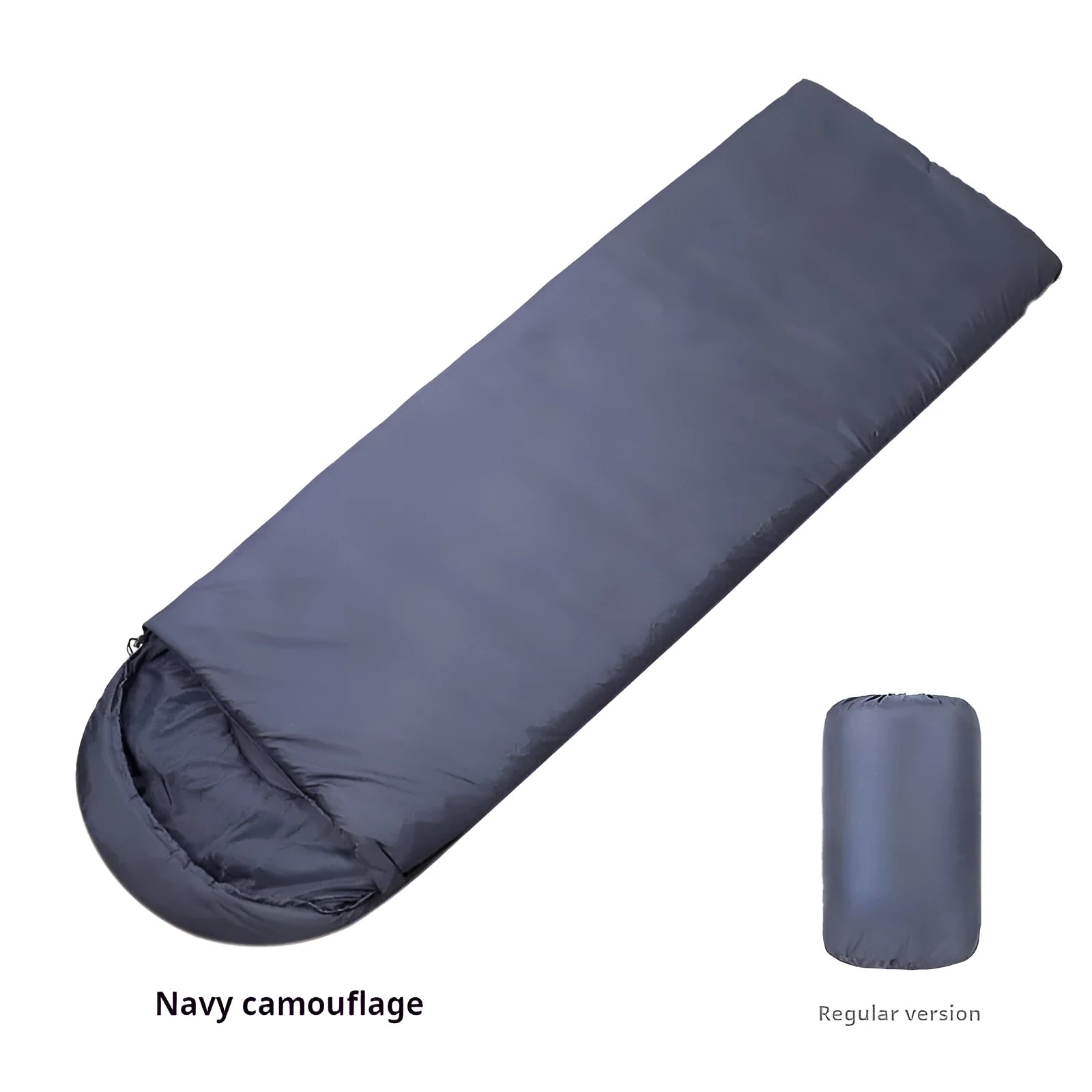 Navy blue envelope camping sleeping bag with hollow cotton fibre filling for adult winter camping