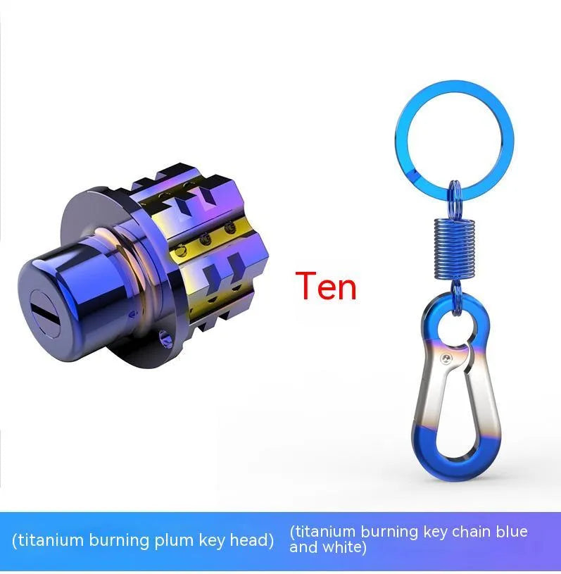 T6 aluminium motorcycle key head cover in hexagonal, pentagram, and plum blossom designs.