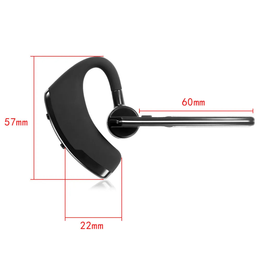 V9 Jerry style wireless Bluetooth headset with ear-bud and charging cable on a white background.