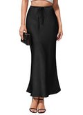 High-waisted asymmetric acetate skirt with irregular stitching in multiple colour options