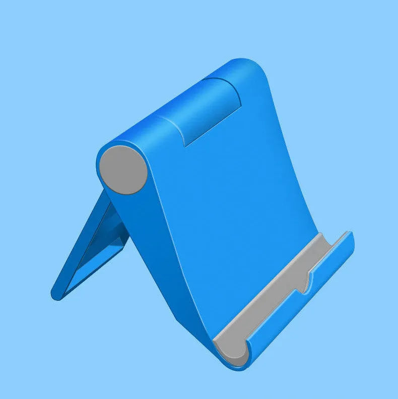 PE folding mobile phone stand in multiple colours showing multi-angle adjustment for tablets and smartphones