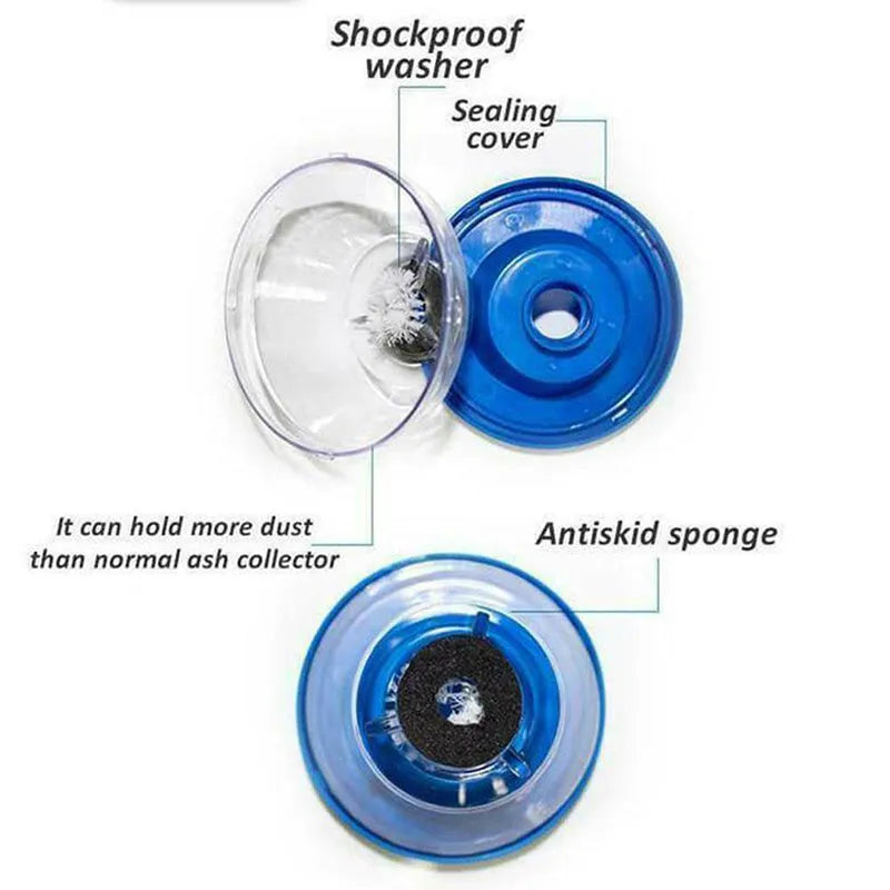 Blue bowl-shaped plastic dust cover attachment for an electric hammer drill tool.