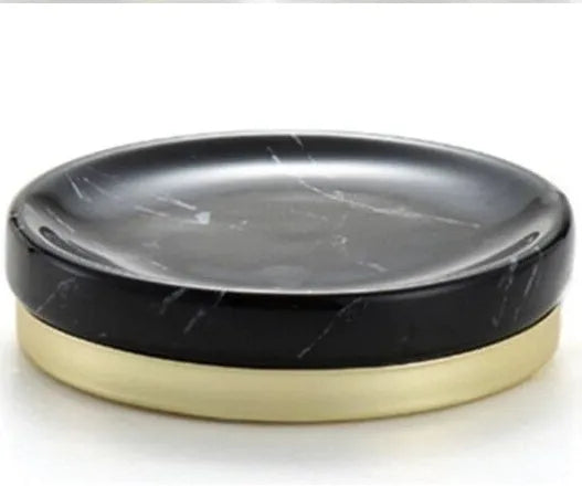 Ceramic bathroom set with bright glaze and applique in Phnom Penh ink and black