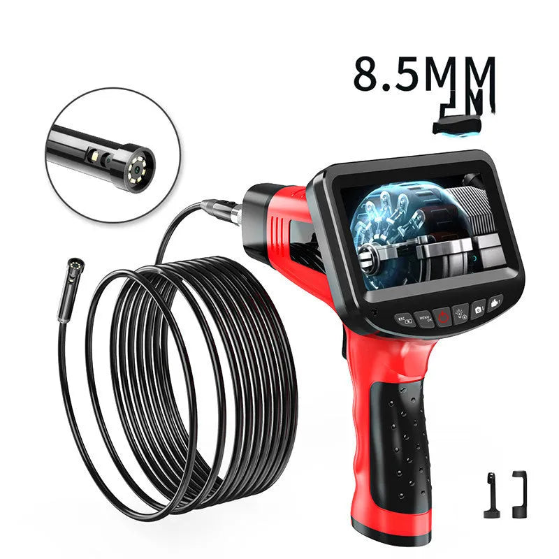 8.5mm dual-lens endoscope camera with hard wire and flexible snake pipeline cable options