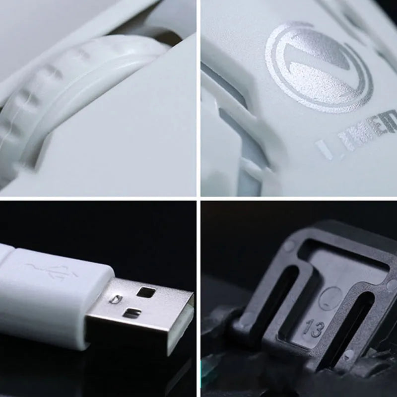 GTX300 black and white wired USB gaming keyboard and mouse set with backlit keys on a desk