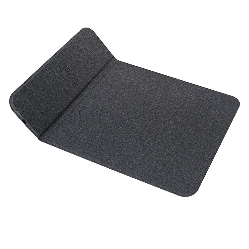 Foldable cloth wireless phone charging holder showing 10W power and 8mm charging distance.