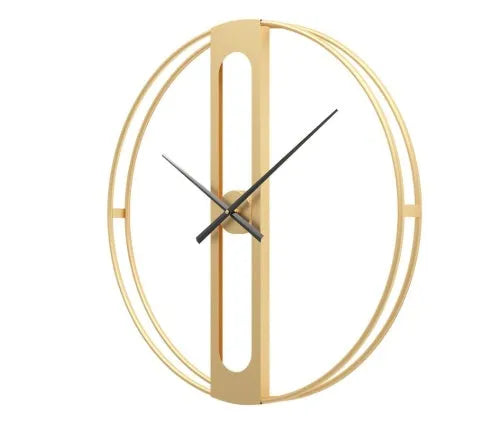 50cm round metal wall clock in gold or black finish with battery-powered operation
