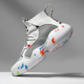 Men's camouflage pattern mesh sneakers with flat rubber sole in black and white colour options
