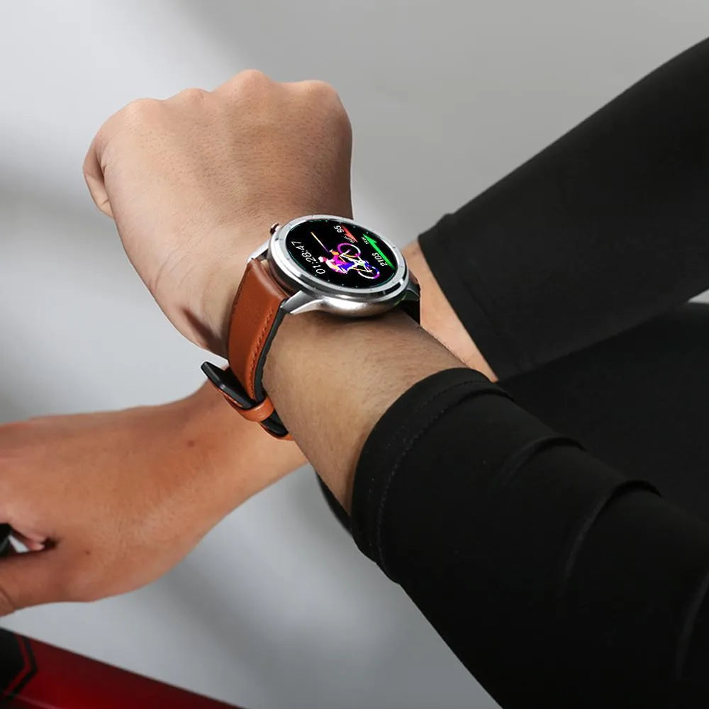 LEMFO LF26 smart bracelet watch on wrist showing 1.3-inch display in a silver colour variant.