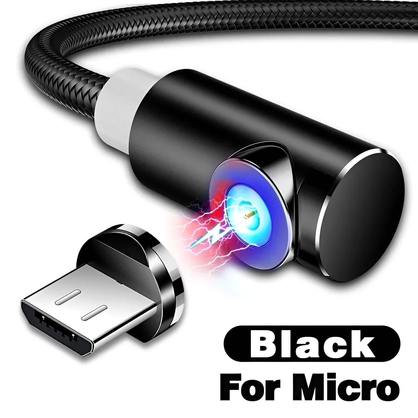 Magnetic charging cable with aluminium housing showing blind magnetic alignment and colour options