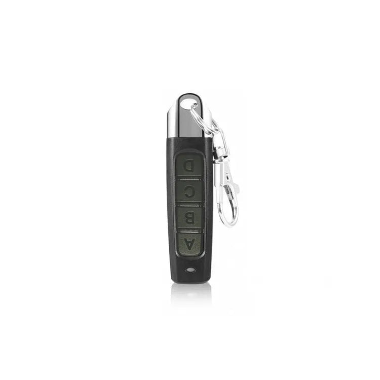 Rolling door remote control in black, blue, grey, or red colours with 433MHz frequency and 100m range