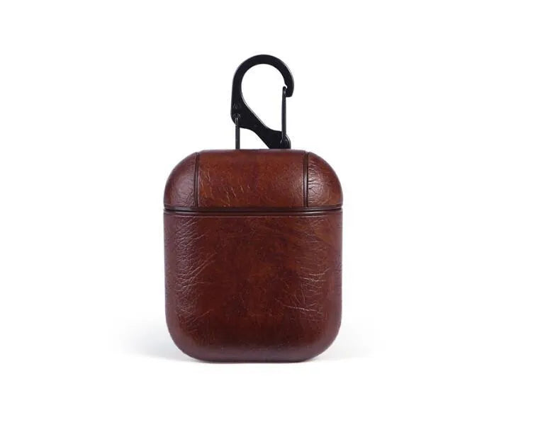 Genuine leather earphone case bag for Apple Airpods in black, brown, light brown, and red colours