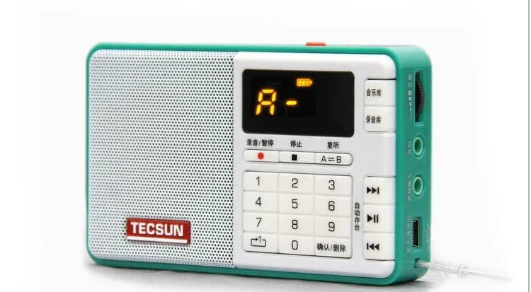 Tecsun Q3 digital audio player and broadcast recorder in one of six available colours