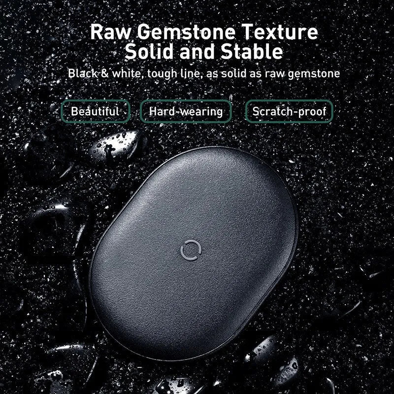 Baseus rough wireless charging pad in black or white with Type-C port and 15W power
