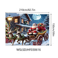 Large red and white Santa Claus Christmas banner with gift design, measuring 210cm wide by 150cm high.
