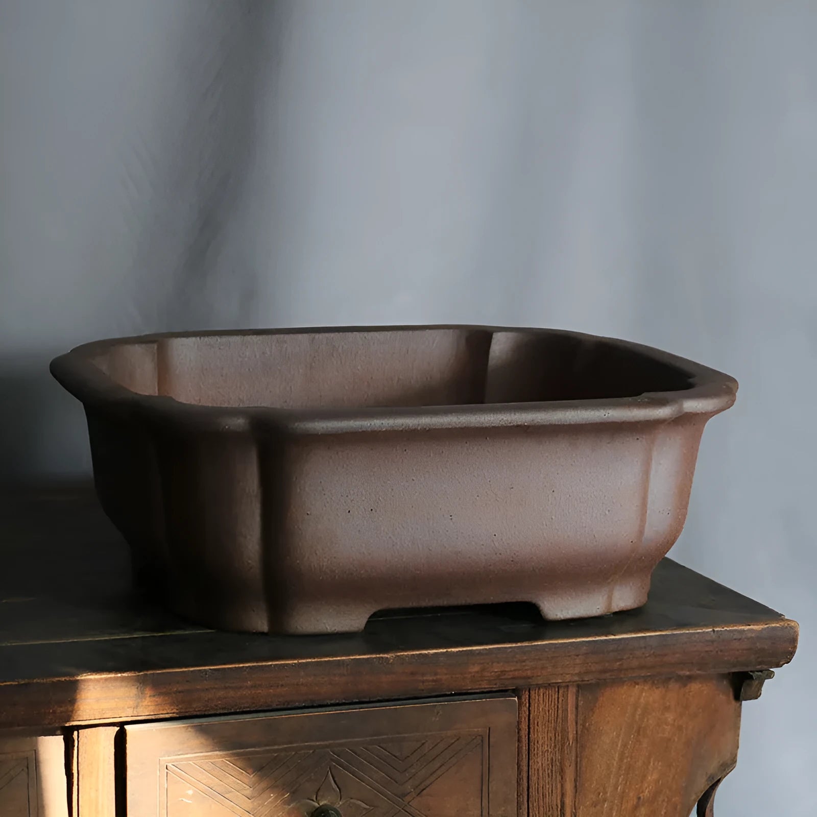 Purple sand rectangular bonsai flower pot with minimalist design