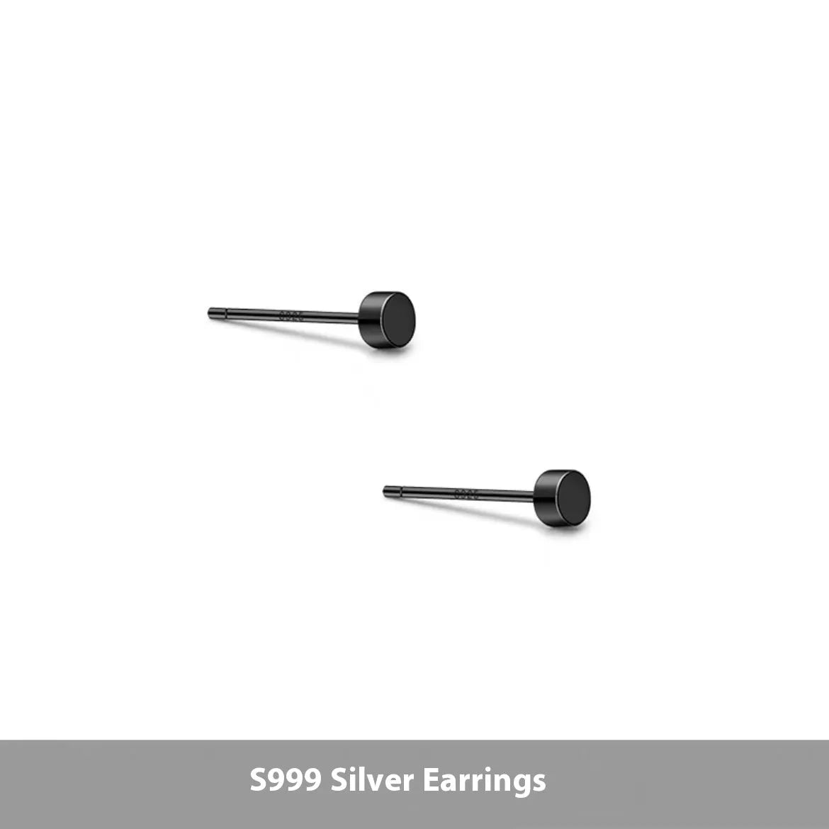A pair of simple round S999 sterling silver flat ear bone studs on a plain background.