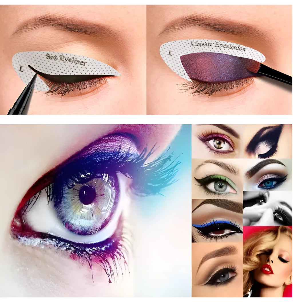 Set of four reusable adhesive eyeliner and eyeshadow makeup template stickers
