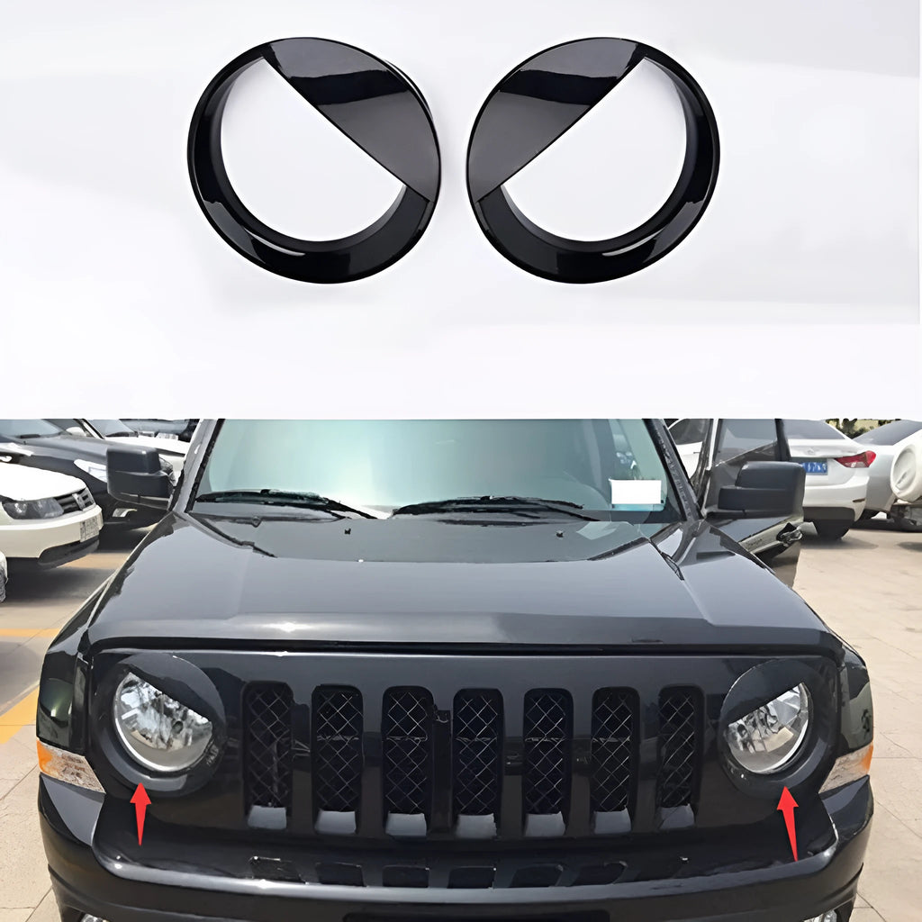 Bright black ABS plastic headlight hood for Jeep Compass Patriot front headlamp assembly