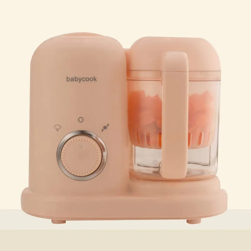 Green baby food processor with steamer and blender functions and a 10-litre capacity.