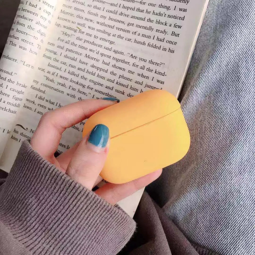 Plastic protective case for Apple AirPods Pro 3 shown in multiple colour options.