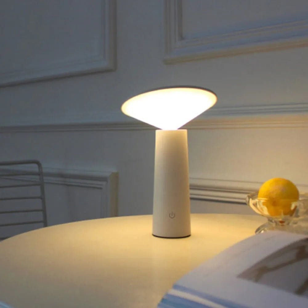 USB rechargeable table lamp with touch sensor and adjustable LED reading light in black or white