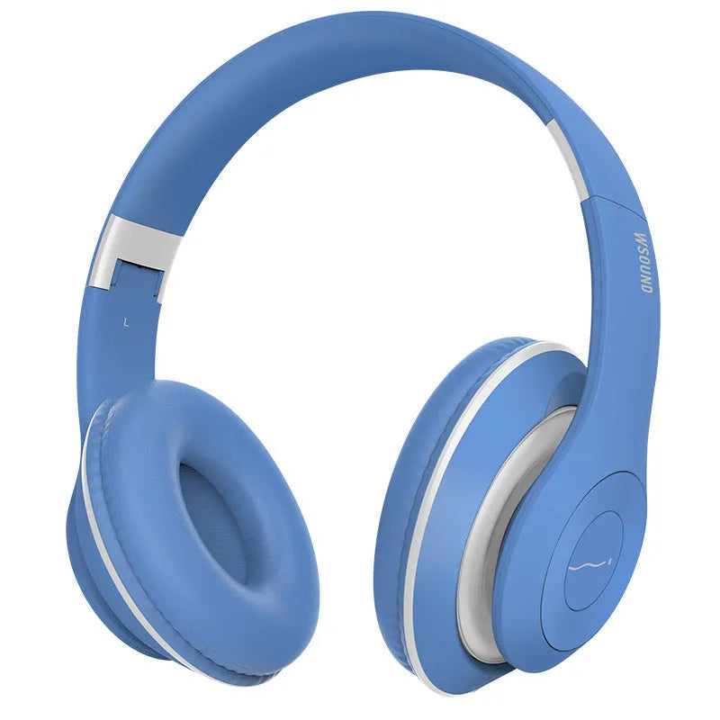 Blue or red Bluetooth wireless stereo headset showing bilateral design for both ears