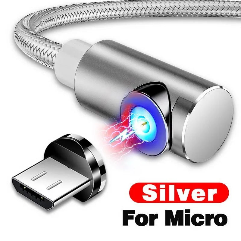Magnetic charging cable with aluminium housing showing blind magnetic alignment and colour options