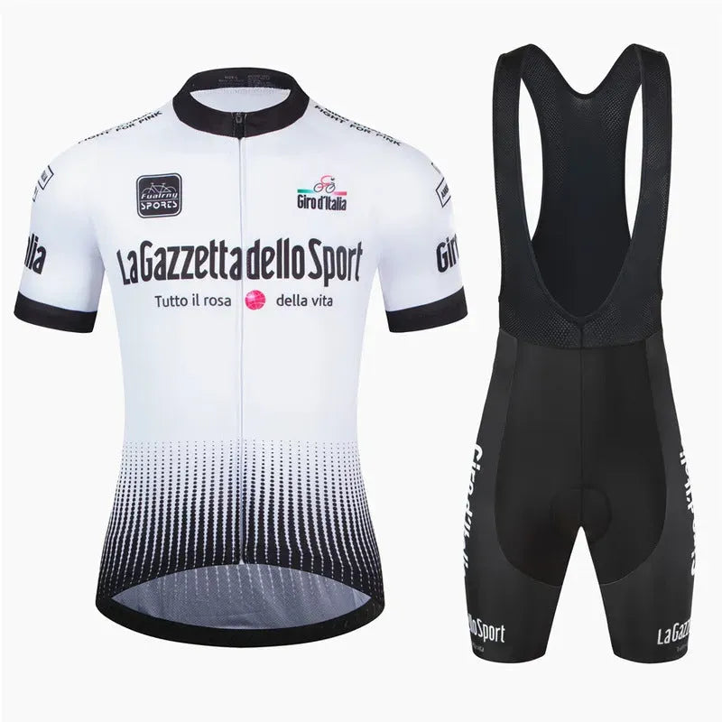 Men's patterned cycling suit with short sleeves for road biking in summer