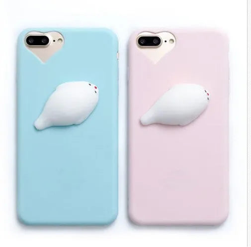 Silicone TPU iPhone case with 3D cartoon cat design in multiple colour options