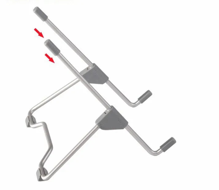 Grey aluminium alloy and engineering plastic foldable laptop and mobile phone stand with adjustable angles