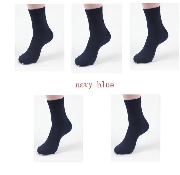 Men's bamboo fibre business socks with small square pattern in black, navy blue, and grey colours.