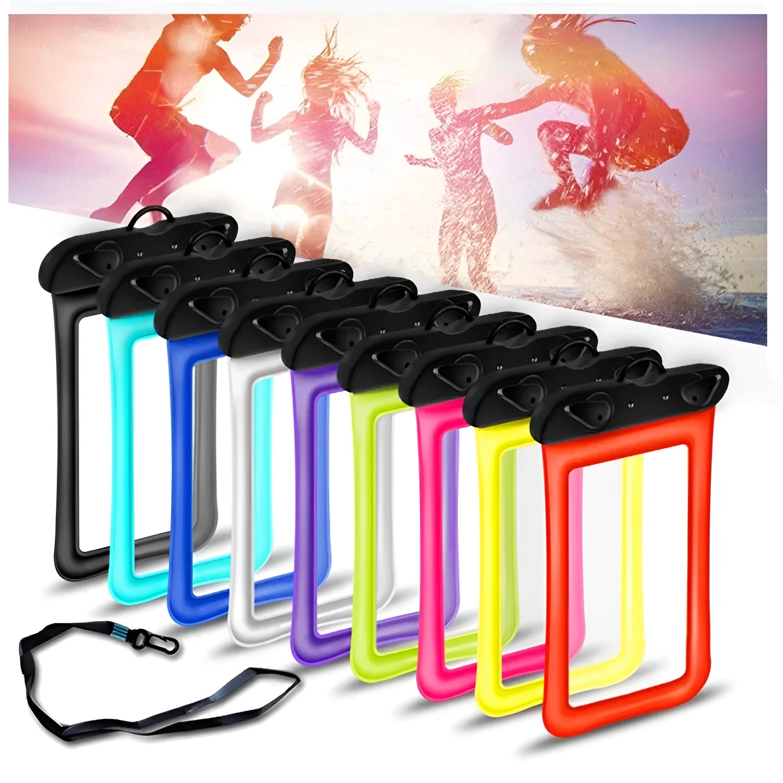Waterproof phone pouch with hanging rope in multiple colour options