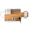 Natural bamboo multifunctional charging dock with Apple Watch cutout and AirPods hole