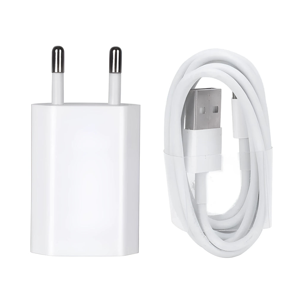 USB travel charger and cable compatible with iPhone 5 5S 6 6S X iPad models