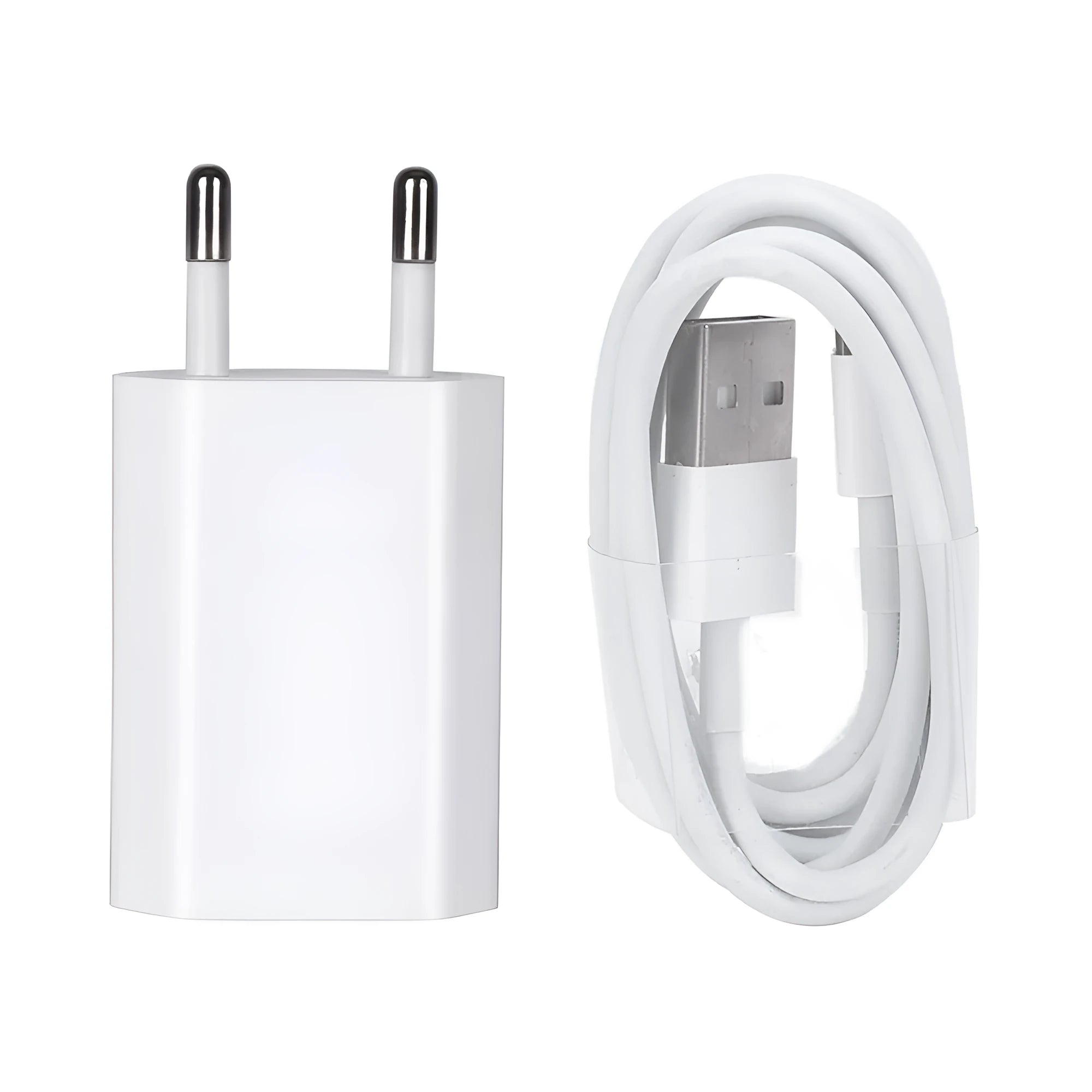 USB travel charger and cable compatible with iPhone 5 5S 6 6S X iPad models