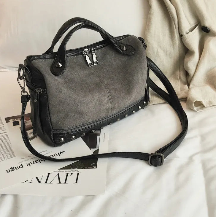 Soft PU women's casual tote shoulder bag in black, brown, or grey with a zip closure.
