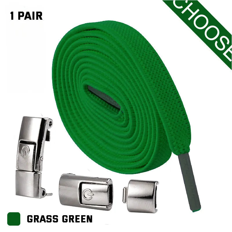 Press lock elastic shoelaces with 8mm widened flat design in various colours