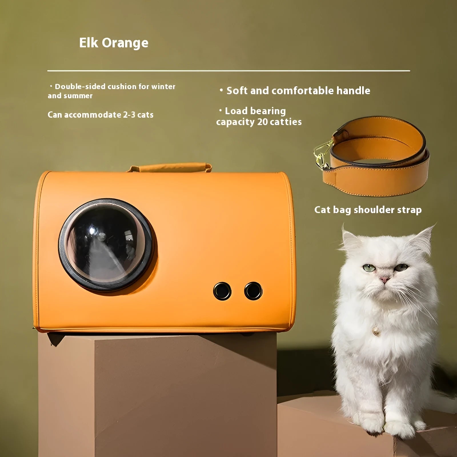 Synthetic pet carrier bag for cats and small dogs with 50cm length and 10kg capacity