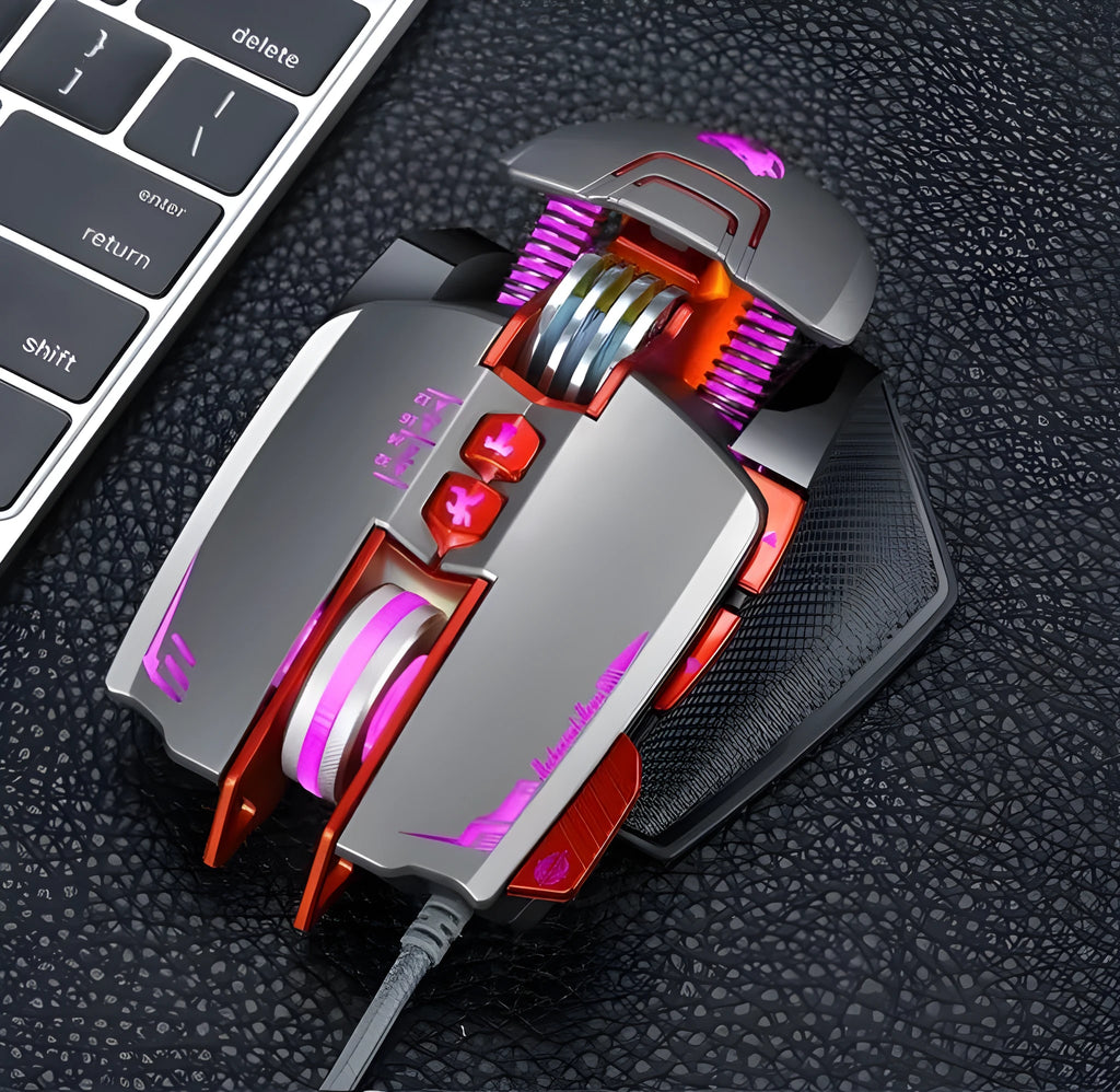 Thunder Wolf V9 black gaming mouse with ergonomic design and six buttons