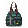 Outdoor backpack with sandwich pocket design in black, khaki, or green letters colours